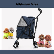 Load image into Gallery viewer, Outdoor Portable Pet Cart Dog Cat Carrier Pet Stroller Oxford Cloth Steel Pipe 4-wheels Folding Waterproof Pet Car Chair