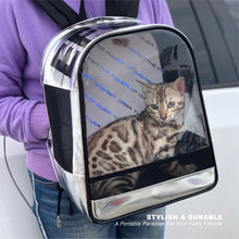 Load image into Gallery viewer, EFCAT Pet Cat kitty kitten Dog Puppy Backpack Transport Travel Bag Transparent Fashion Leather Carry Light Carrier EDENPETZ