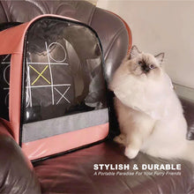 Load image into Gallery viewer, EFCAT Pet Cat kitty kitten Dog Puppy Backpack Transport Travel Bag Transparent Fashion Leather Carry Light Carrier EDENPETZ