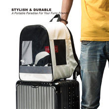 Load image into Gallery viewer, EFCAT Pet Cat kitty kitten Dog Puppy Backpack Transport Travel Bag Transparent Fashion Leather Carry Light Carrier EDENPETZ