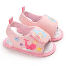 Load image into Gallery viewer, Summer Newborn Baby First Walkers Cartoon The Mermaid Princess Ariels Baby Sneaker Soft Soled Comfortable Infant Crib Shoes