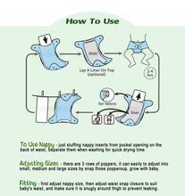 Load image into Gallery viewer, [Littles&amp;Bloomz] One Size Reusable Cloth Nappy Washable Waterproof  Baby Pocket Diaper STANDARD Hook-Loop Cover Wrap Insert
