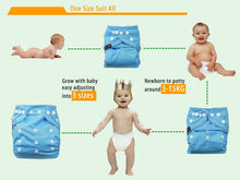 Load image into Gallery viewer, [Littles&amp;Bloomz] One Size Reusable Cloth Nappy Washable Waterproof  Baby Pocket Diaper STANDARD Hook-Loop Cover Wrap Insert
