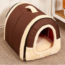 Load image into Gallery viewer, Pet Dog Cat Kitten Cave Crate Keep Warm Winter Bed House Sleeping Bed Folding
