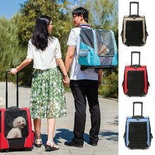 Load image into Gallery viewer, Dog Stroller Carrier Pet Travelling Suitcase Pet Knapsack Shopping Trolley Four-wheeled Breathable Carry Cart Draw-bar Box
