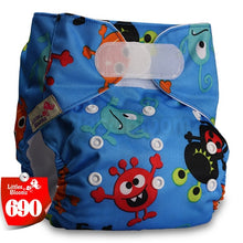Load image into Gallery viewer, [Littles&amp;Bloomz] One Size Reusable Cloth Nappy Washable Waterproof  Baby Pocket Diaper STANDARD Hook-Loop Cover Wrap Insert
