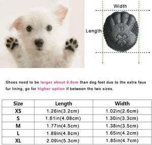 Papipet 4pcs Dogs Snow Boots Outdoor Plush Winter Protective Sport Anti-slip Puppy Shoes, PU Leather