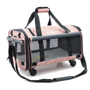 Foldable Breathable Collapsible Pet Cart with Universal WheelS Portable Pet Bag Outdoor Travel Pet Cat Carrier Dotomy Pet Cage