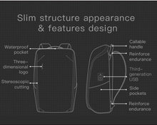 Load image into Gallery viewer, Kingsons Multifunction Men 15 inch Laptop Backpacks  Fashion Waterproof Travel Backpack Anti-thief male Mochila school bags hot
