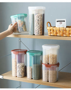 2/4Grids Rotating Plastic Cereal Dispenser Storage Box Kitchen Food Container Storage Case Beans Oatmeal Grain Storage Bottle