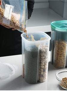 2/4Grids Rotating Plastic Cereal Dispenser Storage Box Kitchen Food Container Storage Case Beans Oatmeal Grain Storage Bottle