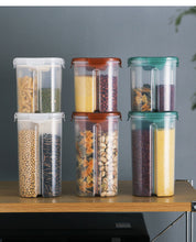 Load image into Gallery viewer, 2/4Grids Rotating Plastic Cereal Dispenser Storage Box Kitchen Food Container Storage Case Beans Oatmeal Grain Storage Bottle
