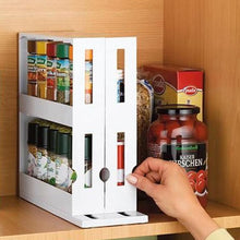 Load image into Gallery viewer, 2 Layer Storage Kitchen Rotating Organize Spices Jar Bottle Storage Rack Kitchen Bottle Storage Organizer Shelves Slide Cabinet
