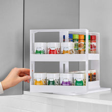 Load image into Gallery viewer, 2 Layer Storage Kitchen Rotating Organize Spices Jar Bottle Storage Rack Kitchen Bottle Storage Organizer Shelves Slide Cabinet
