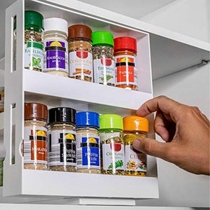 2 Layer Storage Kitchen Rotating Organize Spices Jar Bottle Storage Rack Kitchen Bottle Storage Organizer Shelves Slide Cabinet
