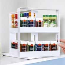 Load image into Gallery viewer, 2 Layer Storage Kitchen Rotating Organize Spices Jar Bottle Storage Rack Kitchen Bottle Storage Organizer Shelves Slide Cabinet
