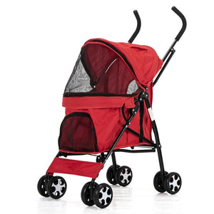 Outdoor Portable Pet Cart Dog Cat Carrier Pet Stroller Oxford Cloth Steel Pipe 4-wheels Folding Waterproof Pet Car Chair