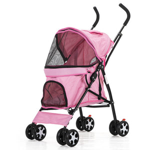 Outdoor Portable Pet Cart Dog Cat Carrier Pet Stroller Oxford Cloth Steel Pipe 4-wheels Folding Waterproof Pet Car Chair