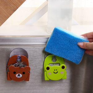 Cartoon Sponge Rag Storage Rack Sink Wall-mounted Suck Holder Soap Hanging Shelves Lovely Home Decor Kitchen Accessories