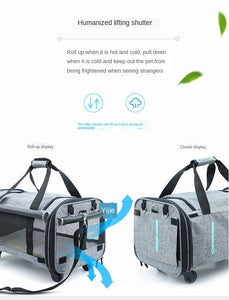 Foldable Breathable Collapsible Pet Cart with Universal WheelS Portable Pet Bag Outdoor Travel Pet Cat Carrier Dotomy Pet Cage