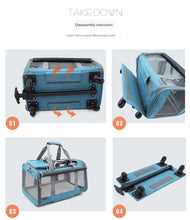 Load image into Gallery viewer, Foldable Breathable Collapsible Pet Cart with Universal WheelS Portable Pet Bag Outdoor Travel Pet Cat Carrier Dotomy Pet Cage
