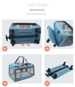 Foldable Breathable Collapsible Pet Cart with Universal WheelS Portable Pet Bag Outdoor Travel Pet Cat Carrier Dotomy Pet Cage