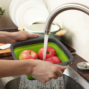 Foldable Silicone Colander Fruit Vegetable Washing Basket Strainer Strainer Collapsible Drainer With Handle Kitchen Tools