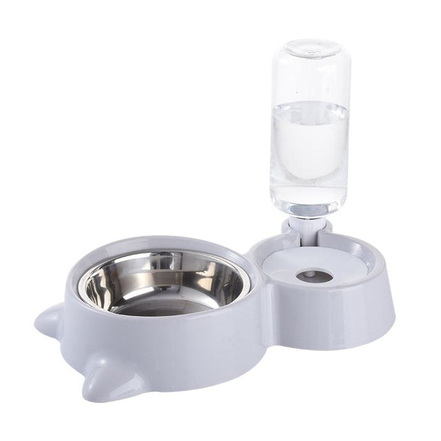 Pet Double Bowl Pet Automatic Drinker Automatic Continue Feeding Water Cat Drinking Water Artifact Cat Bowl Dog Bowl