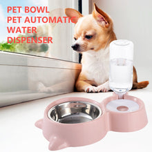 Load image into Gallery viewer, Pet Double Bowl Pet Automatic Drinker Automatic Continue Feeding Water Cat Drinking Water Artifact Cat Bowl Dog Bowl
