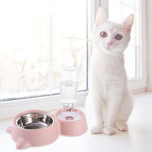 Pet Double Bowl Pet Automatic Drinker Automatic Continue Feeding Water Cat Drinking Water Artifact Cat Bowl Dog Bowl