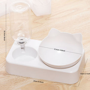 Pet Bowl Automatic Feeder Dog Cat Food Bowl with Water Dispenser Double Bowl Drinking Raised Stand Dish Bowls with Pet Supplies