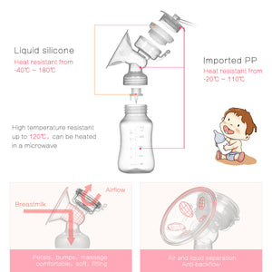 Electric breast pump unilateral and bilateral breast pump manual silicone breast pump baby breastfeeding accessories