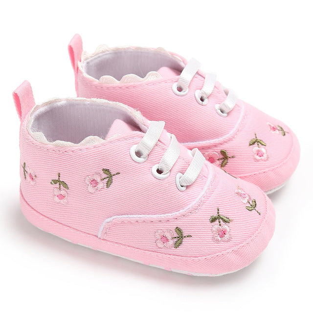 Pudcoco Newborn Infant Baby Kid Girl Embroidery Flower Soft Sole Crib Toddler Summer Princess First Walkers Causal Shoes 0-18M