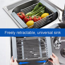 Load image into Gallery viewer, Kitchen Organizer Cleaning Fruit Vegetable Cutlery Drainer Stainless Steel Rack Drain Basket Telescopic Sink Rack Dish Rack
