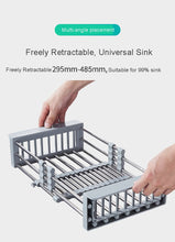 Load image into Gallery viewer, Kitchen Organizer Cleaning Fruit Vegetable Cutlery Drainer Stainless Steel Rack Drain Basket Telescopic Sink Rack Dish Rack
