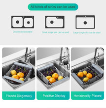 Load image into Gallery viewer, Kitchen Organizer Cleaning Fruit Vegetable Cutlery Drainer Stainless Steel Rack Drain Basket Telescopic Sink Rack Dish Rack
