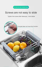 Load image into Gallery viewer, Kitchen Organizer Cleaning Fruit Vegetable Cutlery Drainer Stainless Steel Rack Drain Basket Telescopic Sink Rack Dish Rack
