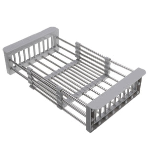 Kitchen Organizer Cleaning Fruit Vegetable Cutlery Drainer Stainless Steel Rack Drain Basket Telescopic Sink Rack Dish Rack