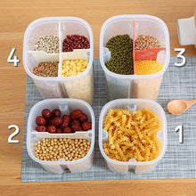 Load image into Gallery viewer, 2/4Grids Rotating Plastic Cereal Dispenser Storage Box Kitchen Food Container Storage Case Beans Oatmeal Grain Storage Bottle
