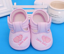 Load image into Gallery viewer, Baby T-Strap Shoes Cotton Newborn Pink Girls Infant  Prewalkers Crib Footwear Nonslip for 0-12M Baby Blue Boys Soft Sole Shoe
