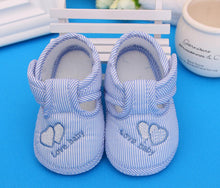 Load image into Gallery viewer, Baby T-Strap Shoes Cotton Newborn Pink Girls Infant  Prewalkers Crib Footwear Nonslip for 0-12M Baby Blue Boys Soft Sole Shoe
