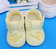 Load image into Gallery viewer, Baby T-Strap Shoes Cotton Newborn Pink Girls Infant  Prewalkers Crib Footwear Nonslip for 0-12M Baby Blue Boys Soft Sole Shoe
