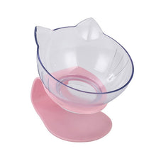 Load image into Gallery viewer, Pet Cat Feeding Double Bowl Dog Food Water Feeder Transparent Cute Cat Head Shape Food Bowl with Protection Cervical Dog Food
