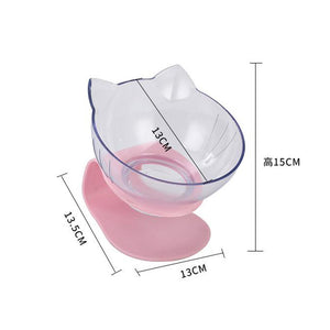 Pet Cat Feeding Double Bowl Dog Food Water Feeder Transparent Cute Cat Head Shape Food Bowl with Protection Cervical Dog Food