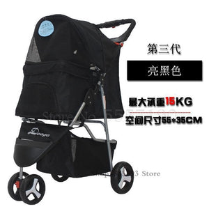 600 Pet stroller dog stroller folding three-wheeled pet cart pet trolley teddy dog stroller lightweight