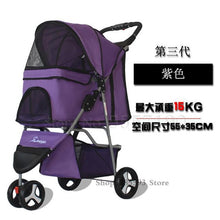 Load image into Gallery viewer, 600 Pet stroller dog stroller folding three-wheeled pet cart pet trolley teddy dog stroller lightweight
