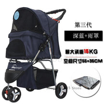 Load image into Gallery viewer, 600 Pet stroller dog stroller folding three-wheeled pet cart pet trolley teddy dog stroller lightweight
