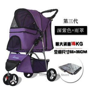 600 Pet stroller dog stroller folding three-wheeled pet cart pet trolley teddy dog stroller lightweight