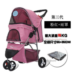 600 Pet stroller dog stroller folding three-wheeled pet cart pet trolley teddy dog stroller lightweight