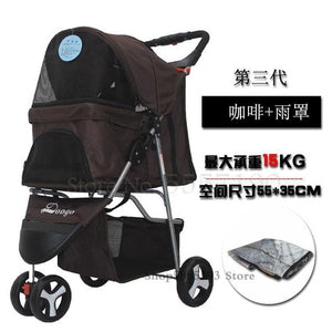 600 Pet stroller dog stroller folding three-wheeled pet cart pet trolley teddy dog stroller lightweight